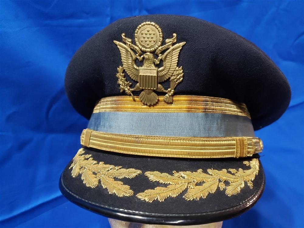 Premium Navy Blue Ceremonial Officer Peaked Cap with Gold Embroidered Visor – Military Style Dress Cap