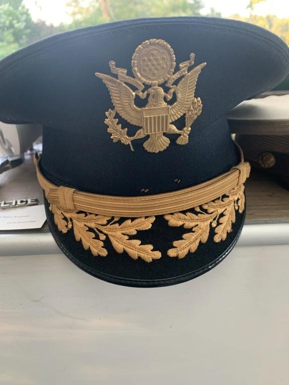 Premium Black Ceremonial Officer Peaked Cap with Gold Embroidered Visor – Military Style Dress Cap