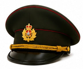 Premium Olive Green Ceremonial Officer Peaked Cap with Red Piping