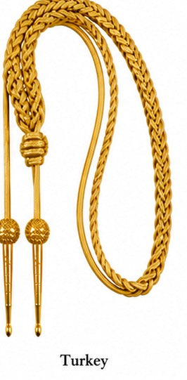 Turkey Gold Braided Military Aiguillette Shoulder Cord with Metal Tips – Ceremonial Dress Uniform Accessory