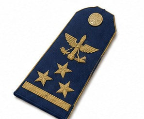 Blue Military Shoulder Board Epaulette with Gold Eagle & Three Star Embroidered Insignia – Dress Uniform Rank Shoulder Strap Pair