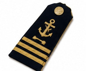 Military Navy Officer Shoulder Board with Gold Anchor Insignia & Rank Stripes – Embroidered Dress Uniform Epaulette (Pair)