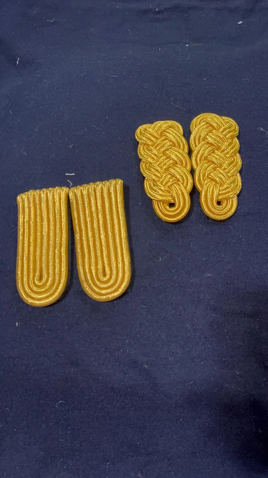 Premium Gold Bullion Wire Collar Tabs & Shoulder Rank Insignia Set – Military Uniform Accessories