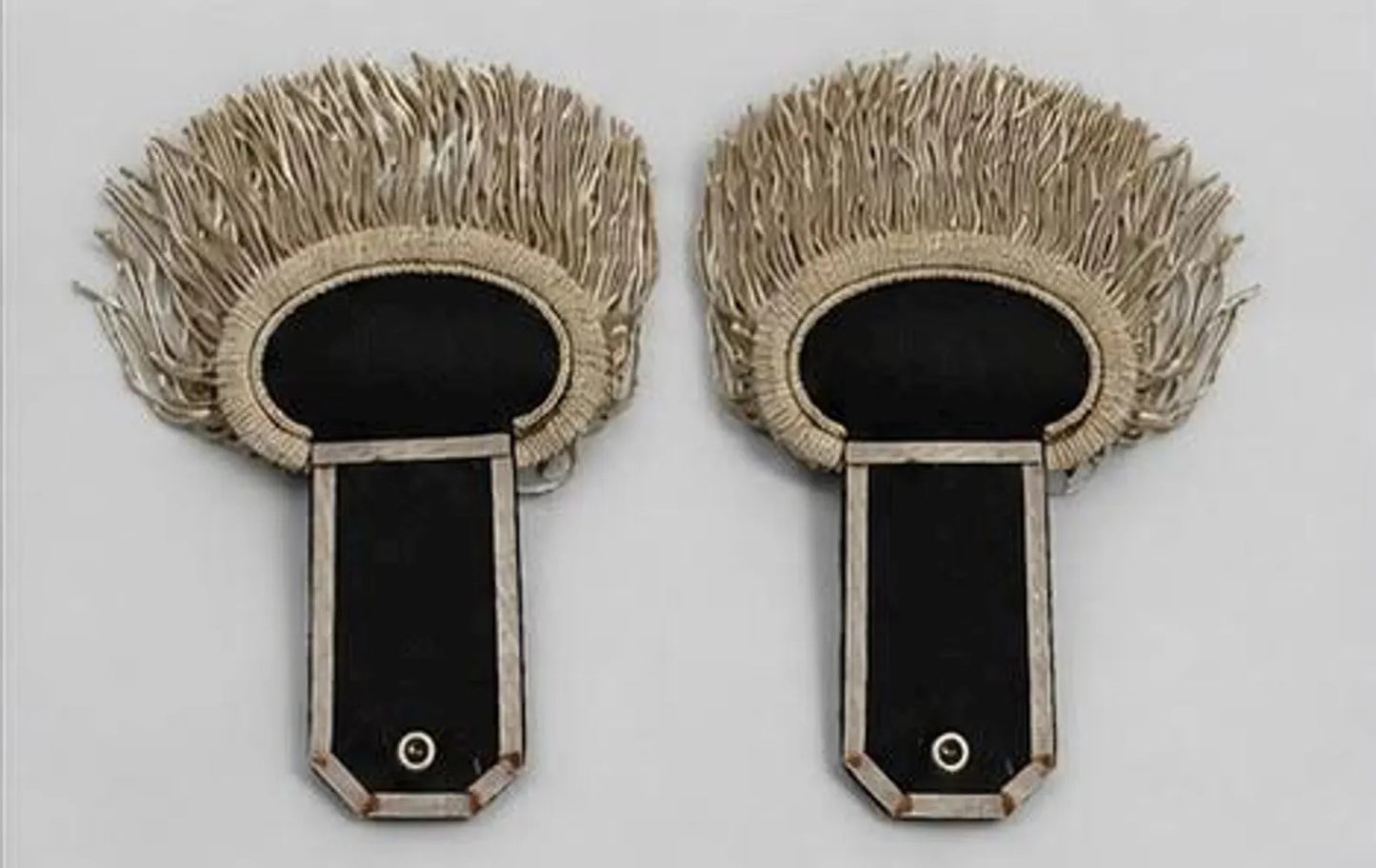 Premium Silver Bullion Fringe Shoulder Epaulettes – Military Dress Uniform Shoulder Boards (Pair)