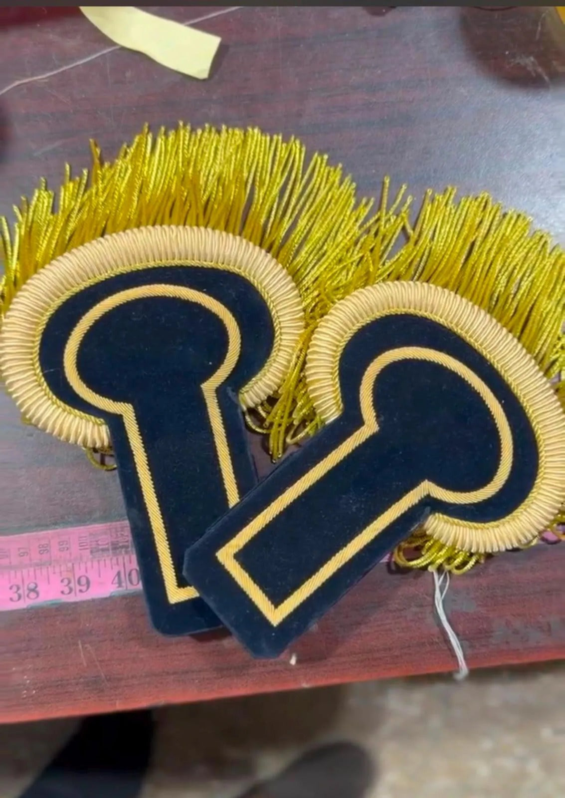 Premium Handmade Gold Bullion Fringe Epaulettes – Ceremonial Military Shoulder Boards (Pair)
