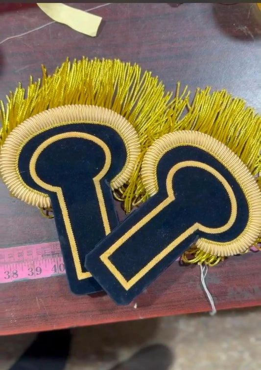 Premium Handmade Gold Bullion Fringe Epaulettes – Ceremonial Military Shoulder Boards (Pair)