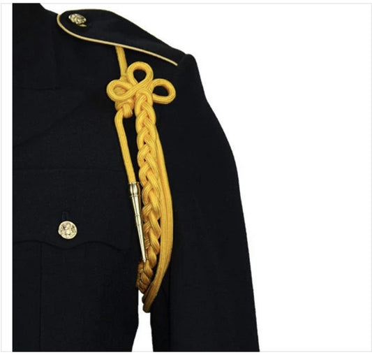 Premium Gold Military Aiguillette Shoulder Cord – Ceremonial Dress Uniform Braided Lanyard