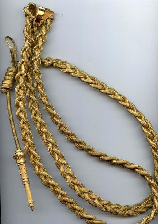 Premium Gold Braided Military Aiguillette Shoulder Cord with Decorative Metal Tip – Ceremonial Uniform Accessory