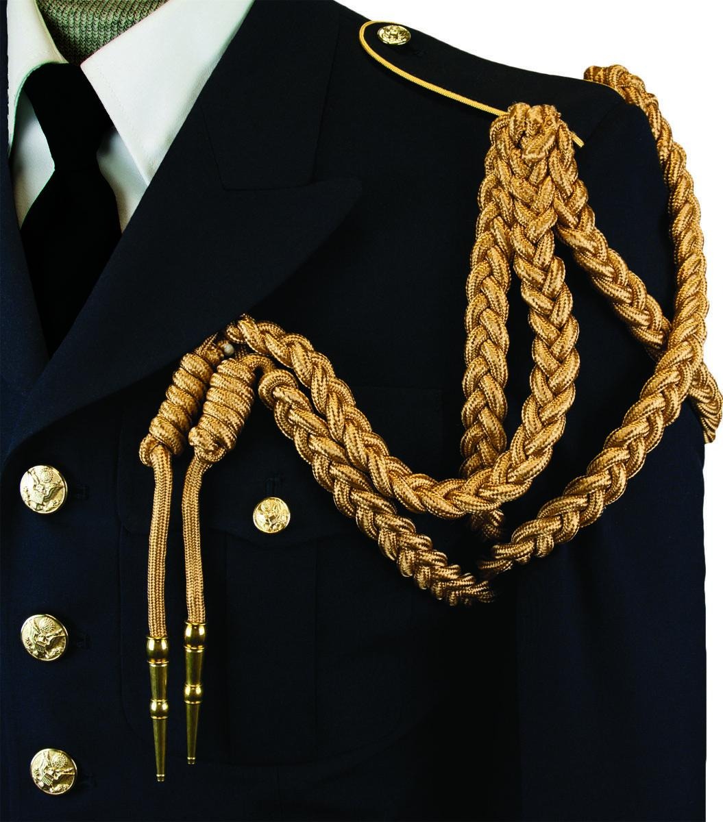 Luxury Gold Double Braided Military Aiguillette Shoulder Cord with Metal Tips – Premium Ceremonial Uniform Accessory
