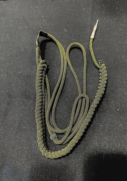 Olive Green Braided Military Aiguillette Shoulder Cord with Silver Tip – Ceremonial Dress Uniform Accessory