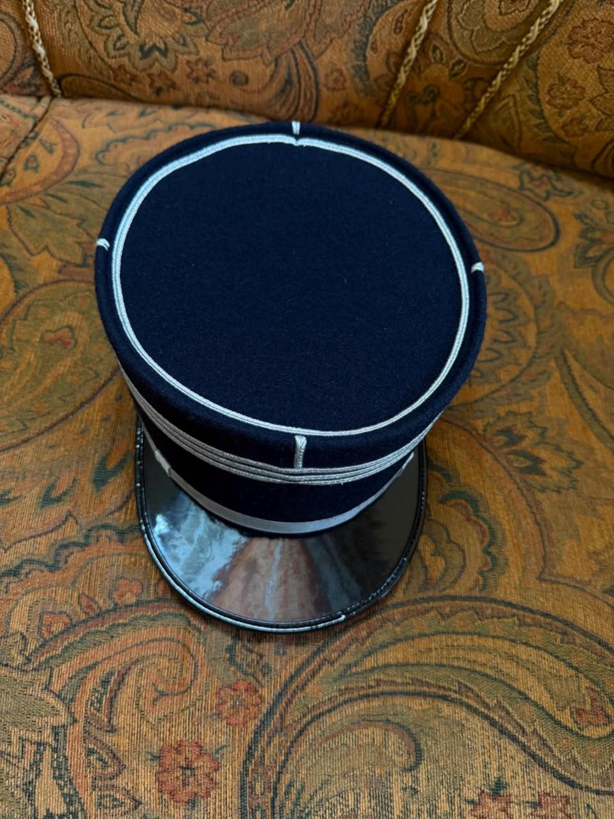 Premium Navy Blue Ceremonial Kepi Cap with Silver Trim