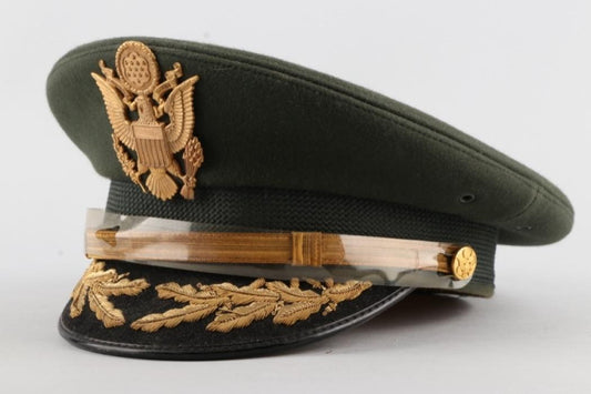 Premium Ceremonial Officer Peaked Cap with Gold Embroidered Visor – Olive Green Military Style Cap