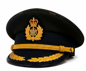 Premium Olive Green Ceremonial Officer Peaked Cap with Gold Embroidered Visor