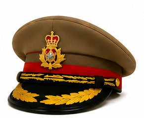 Premium Khaki Ceremonial Officer Peaked Cap with Red Band