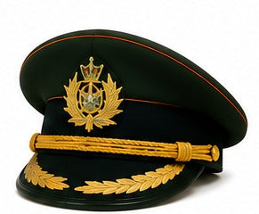 Premium Olive Green Ceremonial Officer Peaked Cap with Gold Braid
