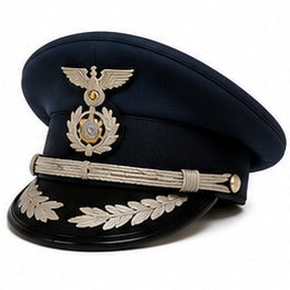 Premium Navy Blue Ceremonial Officer Peaked Cap with Silver Chin Cord