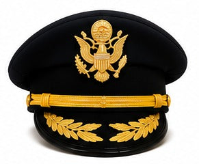 Premium Black Military Officer Peaked Cap