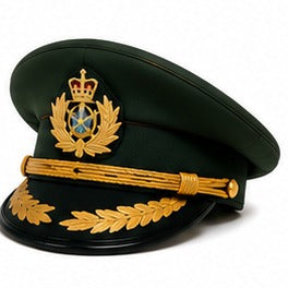 Premium Dark Green Ceremonial Officer Peaked Cap with Gold Chin Cord