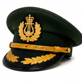 Premium Dark Green Ceremonial Officer Peaked Cap with Gold Embroidered Visor