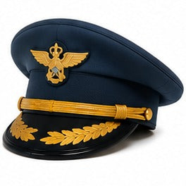 Premium Navy Blue Ceremonial Officer Peaked Cap with Gold Chin Cord