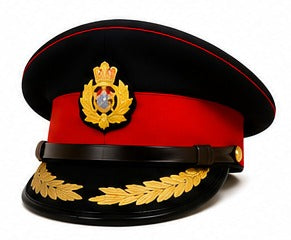 Product Title  Premium Black & Red Ceremonial Officer Peaked Cap