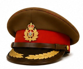 Premium Olive Green Ceremonial Officer Peaked Cap with Red Band