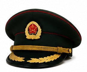 Premium Dark Green Ceremonial Officer Peaked Cap with Red Piping