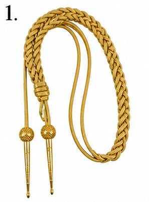 Premium Gold Braided Military Aiguillette Shoulder Cord-1 with Decorative Metal Tips – Ceremonial Dress Uniform Accessory