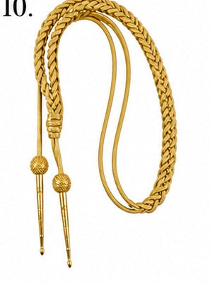 Premium Gold Braided Military Aiguillette Shoulder Cord-10 with Decorative Metal Tips – Ceremonial Dress Uniform Accessory