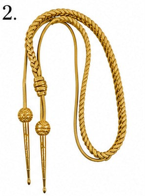 Premium Gold Braided Military Aiguillette Shoulder Cord-2 with Decorative Metal Tips – Ceremonial Dress Uniform Accessory