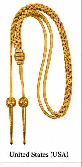 Gold Braided Military Aiguillette Shoulder Cord – USA Style Ceremonial Uniform Lanyard with Metal Tips