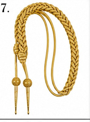 Premium Gold Braided Military Aiguillette Shoulder Cord-7 with Decorative Metal Tips – Ceremonial Dress Uniform Accessory