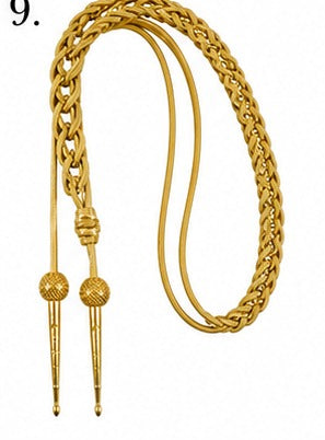 Premium Gold Braided Military Aiguillette Shoulder Cord-9 with Decorative Metal Tips – Ceremonial Dress Uniform Accessory