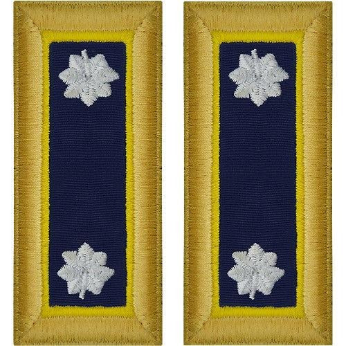 Military Uniform Collar Rank Patches – Gold Border with Silver Star Embroidery (Pair)