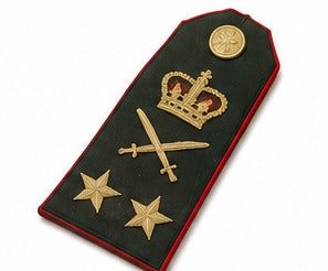 Military Officer Shoulder Board with Crown & Crossed Swords Insignia – Gold Embroidered Dress Uniform Epaulette (Pair)