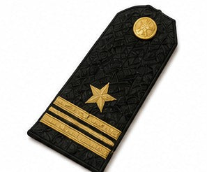 Military Officer Shoulder Board with Gold Star & Rank Stripes – Embroidered Black Dress Uniform Epaulette (Pair)