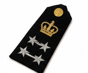 Military Officer Shoulder Board with Gold Crown & Four Silver Stars – Embroidered Dress Uniform Epaulette (Pair)