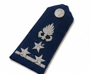 Blue Military Officer Shoulder Board with Silver Winged Insignia & Three Silver Stars – Embroidered Dress Uniform Epaulette (Pair)