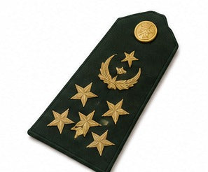 Military Officer Shoulder Board with Gold Laurel Wreath, Crest & Five Gold Stars – Embroidered Dress Uniform Epaulette (Pair)