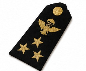 Product Title  Military Airborne Officer Shoulder Board with Gold Parachute Wings & Three Stars – Embroidered Dress Uniform Epaulette (Pair)