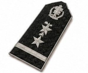 Black Military Officer Shoulder Board with Silver Wreath & Two Silver Stars – Embroidered Dress Uniform Epaulette (Pair)