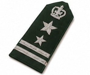 Green Military Officer Shoulder Board with Silver Crown & Two Silver Stars – Embroidered Dress Uniform Epaulette (Pair)