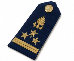 Blue Military Officer Shoulder Board with Gold Winged Insignia & Three Gold Stars – Embroidered Dress Uniform Epaulette (Pair)
