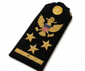 Military Officer Shoulder Board with Eagle Crest & Three Gold Stars – Embroidered Dress Uniform Epaulette (Pair)