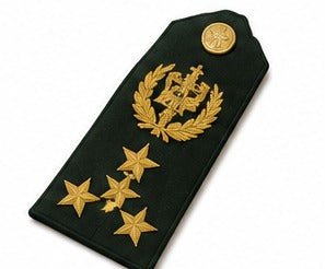 Military Officer Shoulder Board with Gold Wreath Emblem & Four Gold Stars – Embroidered Dress Uniform Epaulette (Pair)