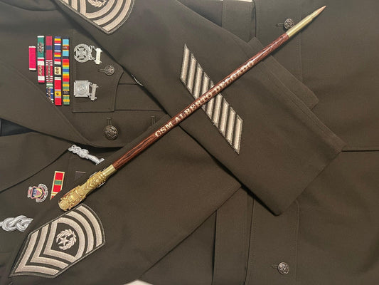 Custom Engraved Military Ceremonial Swagger Stick with Brass Eagle Handle