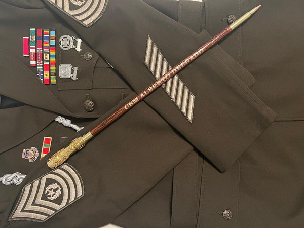 Custom Engraved Military Ceremonial Swagger Stick with Brass Eagle Handle